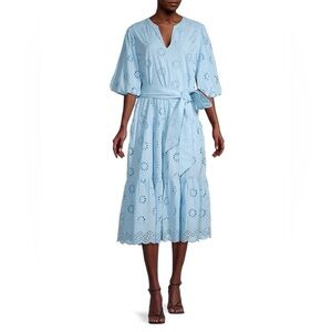 Roller Rabbit Valonia Blue Embroidered Dress Size Large